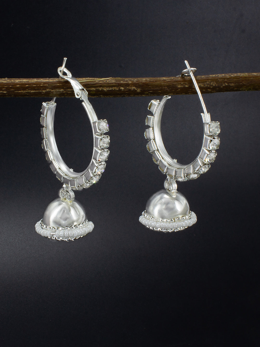 Oxidized CZ Jhumki Earrings