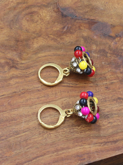 Circular Beaded Hoop Jhumka Earrings