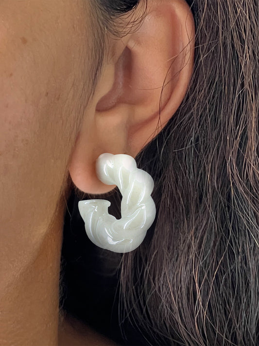 White Half Hoop Earrings