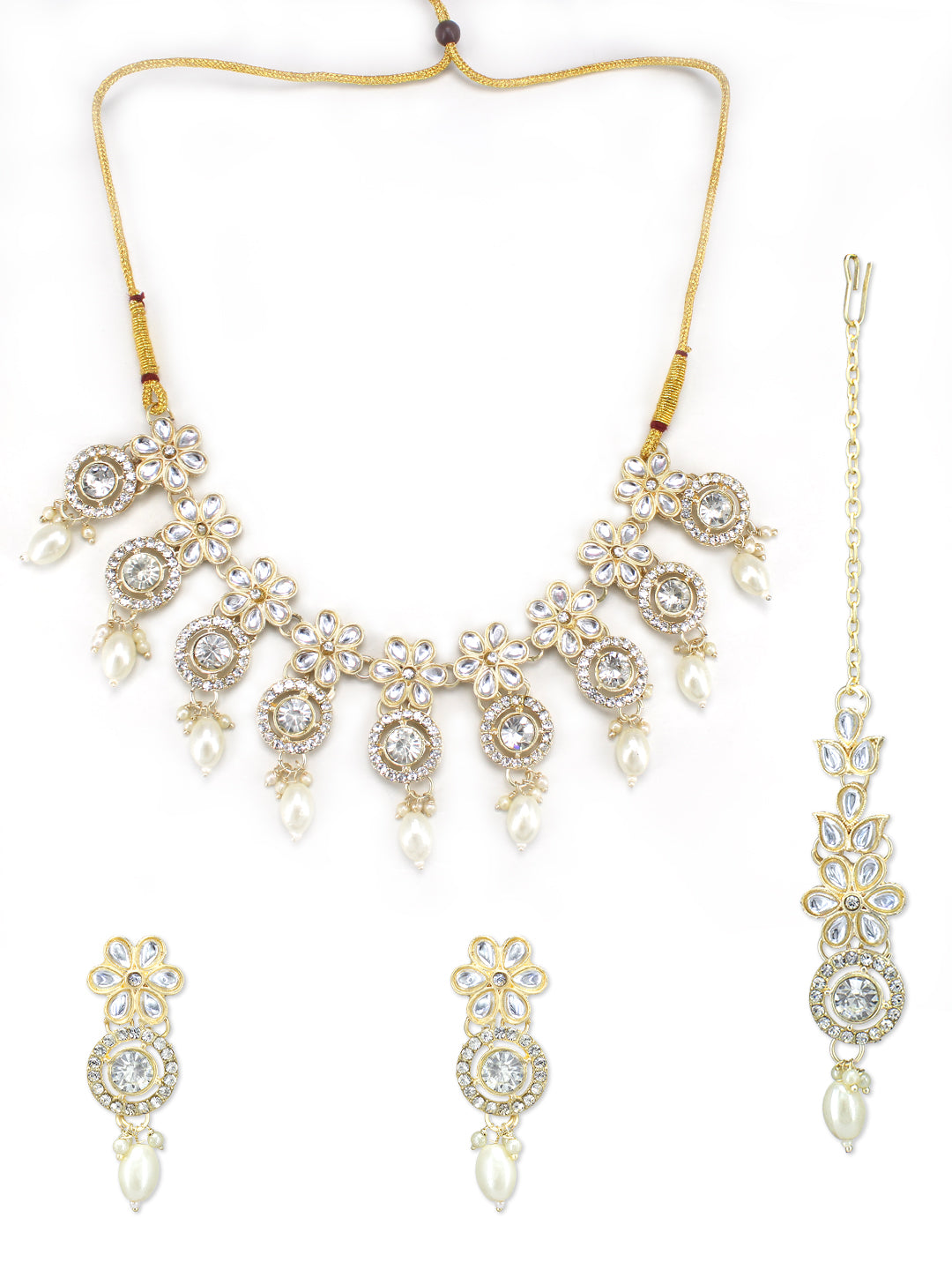 Kundan & Beads Floral Jewellery Set