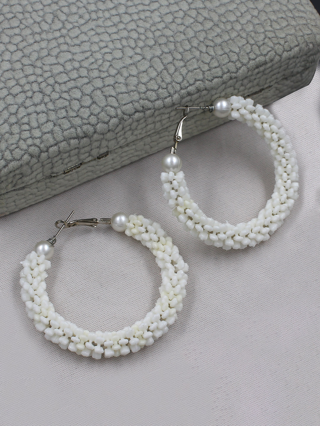 Faux Pearls & Shells Hoop Earrings
