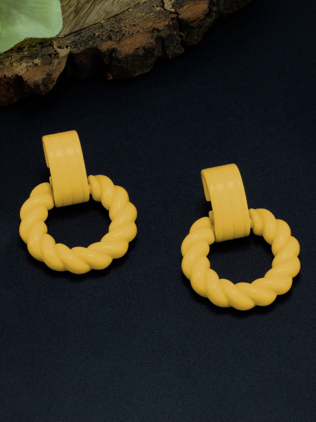 Yellow Twisted Earrings