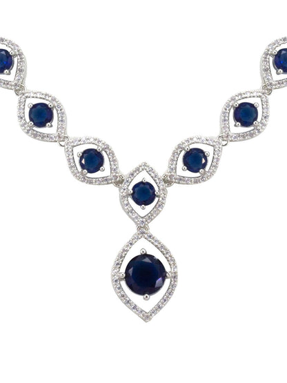 Blue American Diamond Jewellery Set
