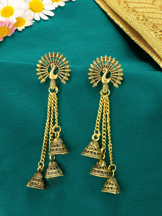 Peacock Multi layered Jhumka Earrings