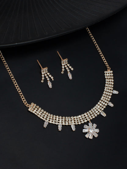 Floral CZ Jewellery Set