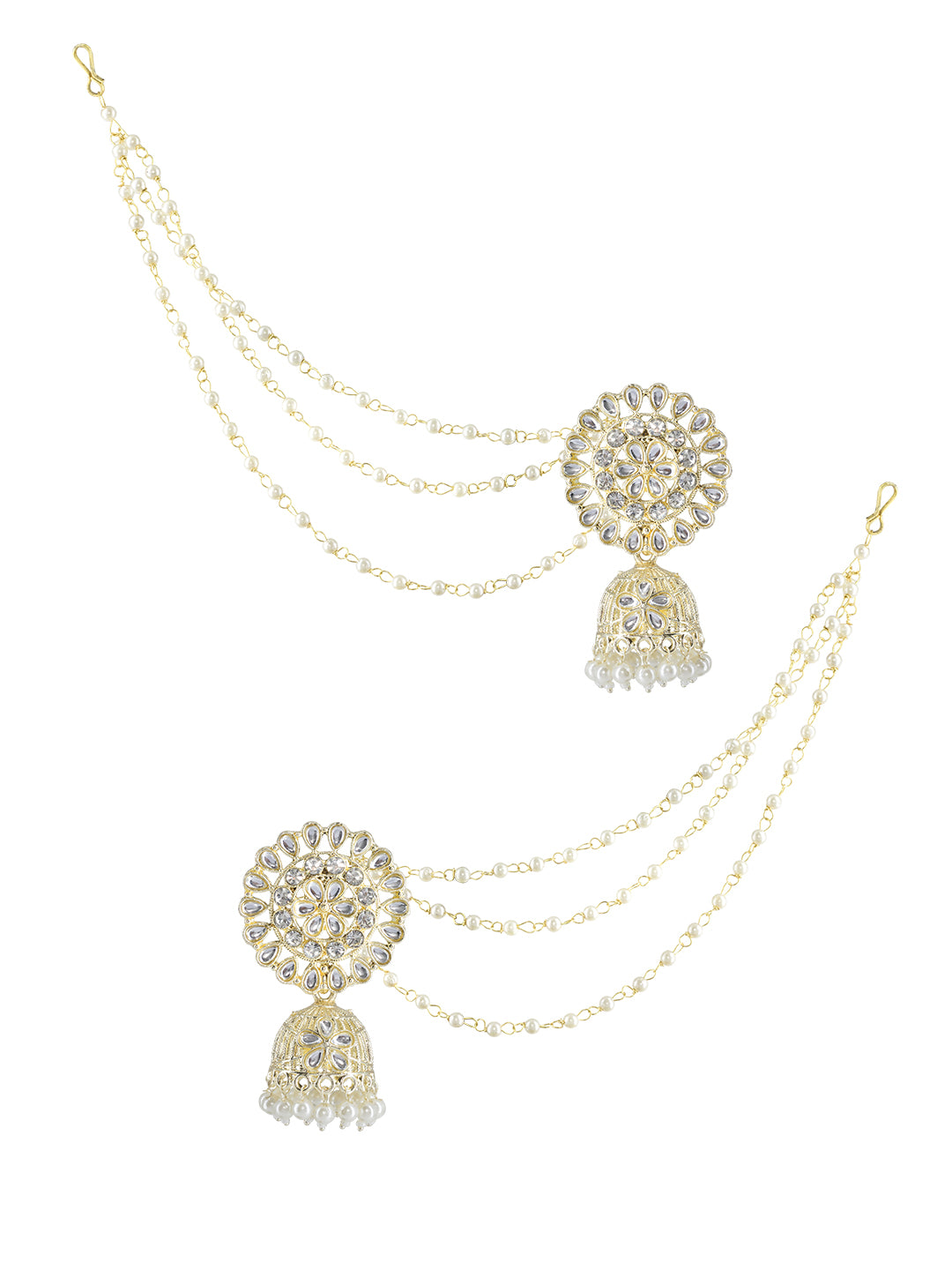 Floral Jhumka Earrings With Chain