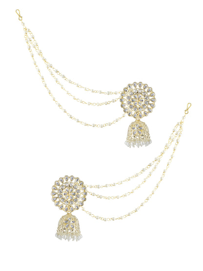 Floral Jhumka Earrings With Chain