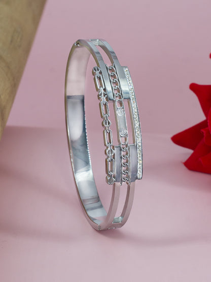 Stainless Steel Anti Tarnish American Diamond Openable Bracelet