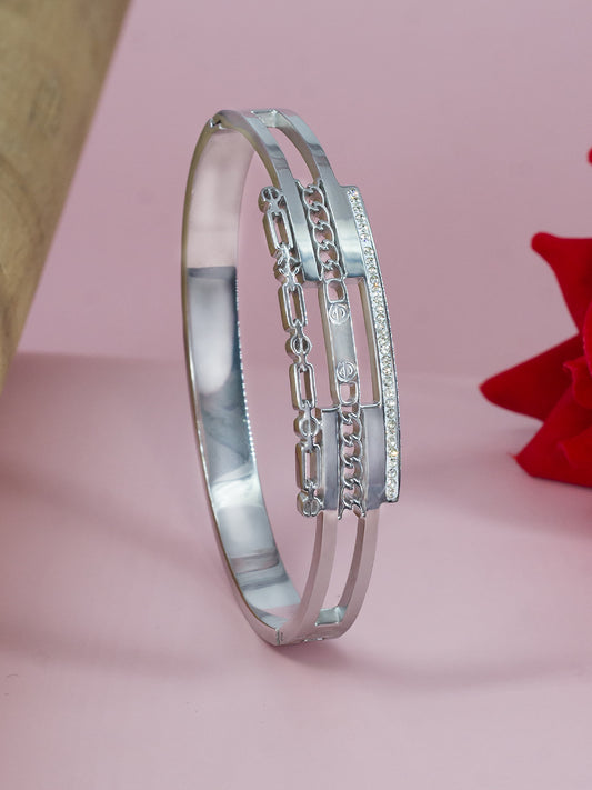 Stainless Steel Anti Tarnish American Diamond Openable Bracelet