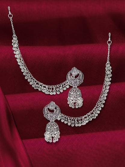 Chandbali Jhumka Earrings With Chain