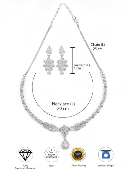 AD Studded Floral Sleek Jewellery Set