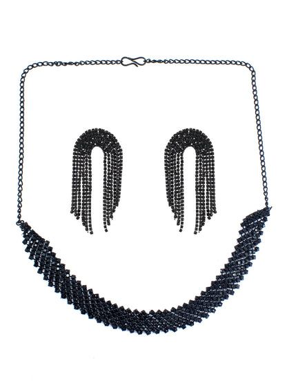 Black CZ Choker Jewellery Set