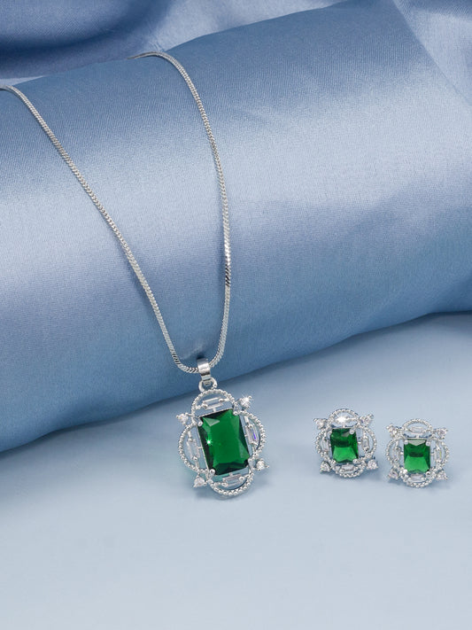 Green AD-Studded Pendant Set