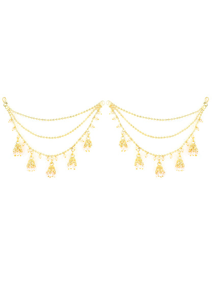Bahubali Jhumki Ear Chain 3 Layered