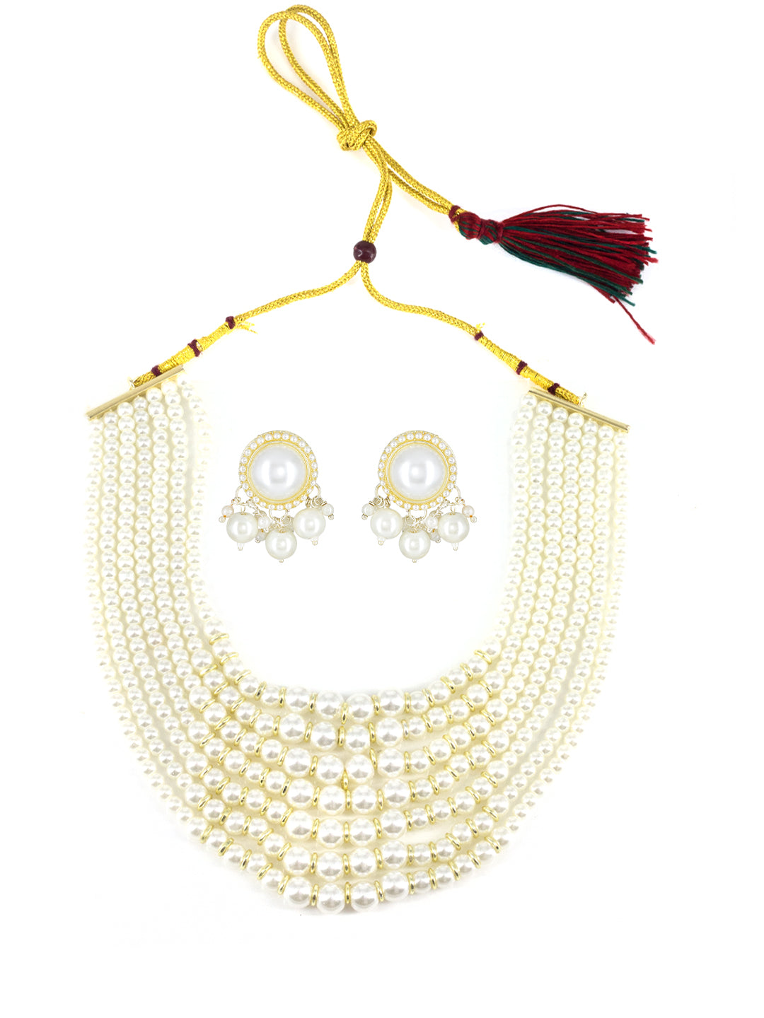 Multi Layered Pearl Beaded Choker Jewellery Set