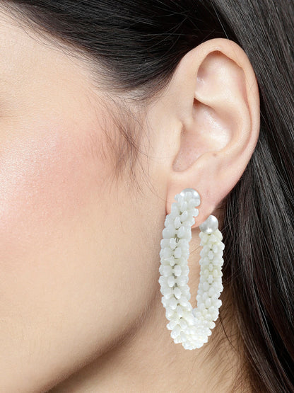 Faux Pearls & Shells Hoop Earrings