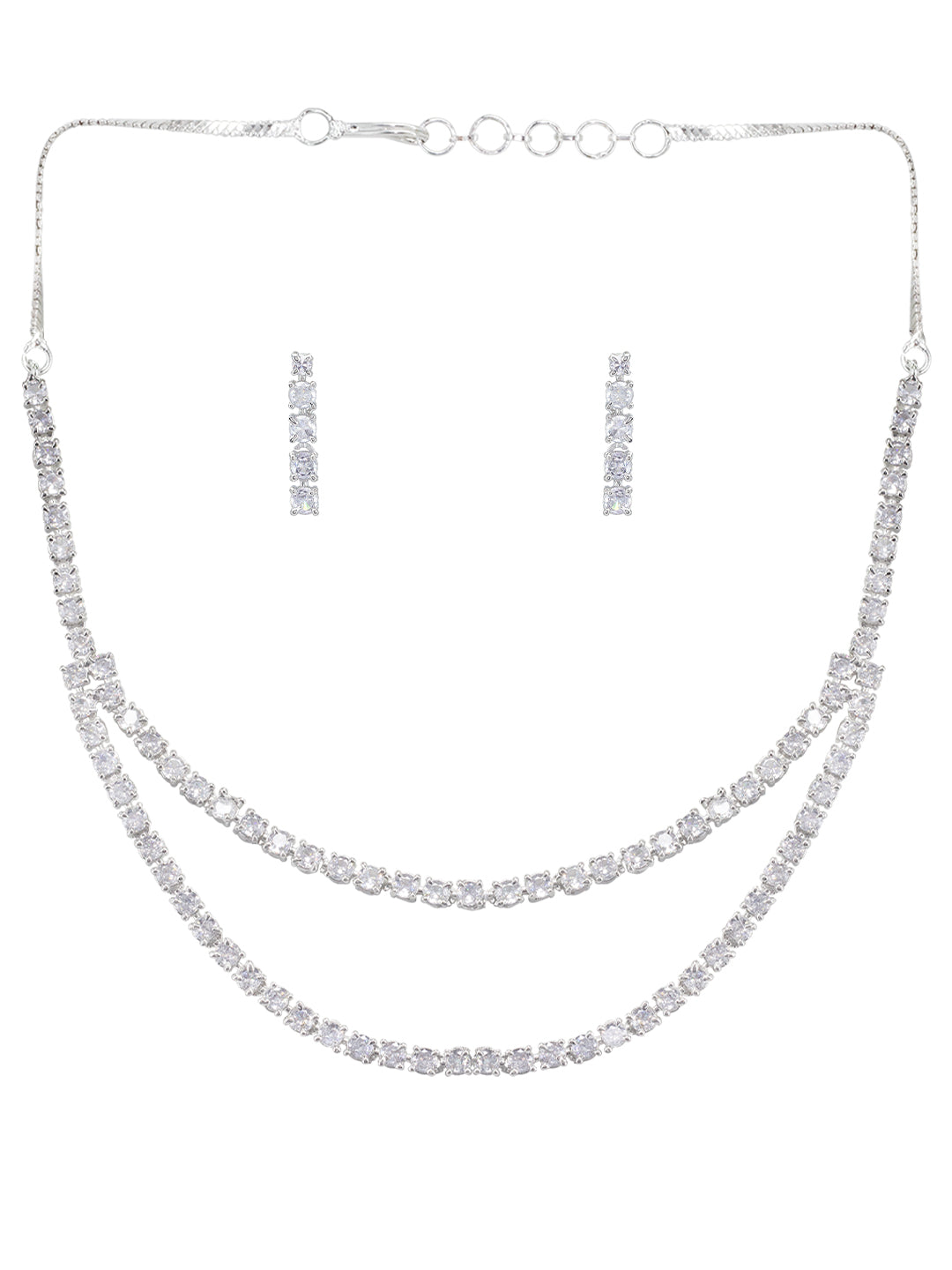 Double Layered Trendy Solitaire AD Jewellery Set