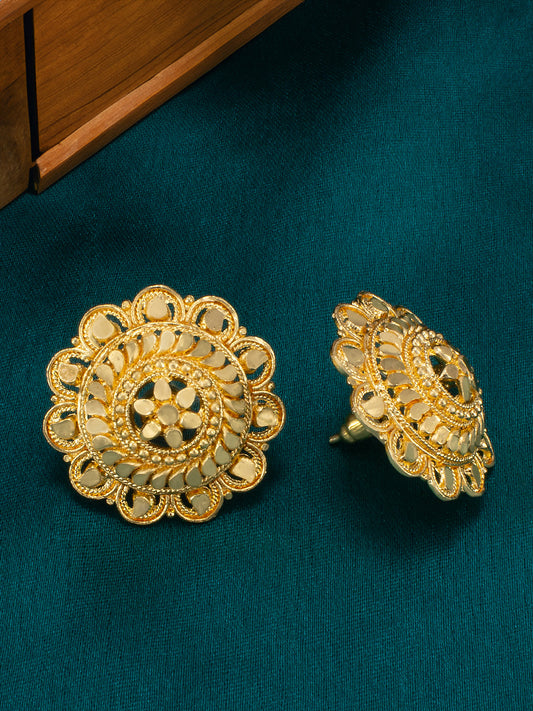 Gold Plated Floral Stud Earrings