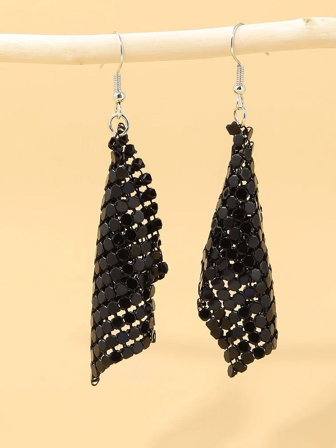 Black Mesh Drop Earrings