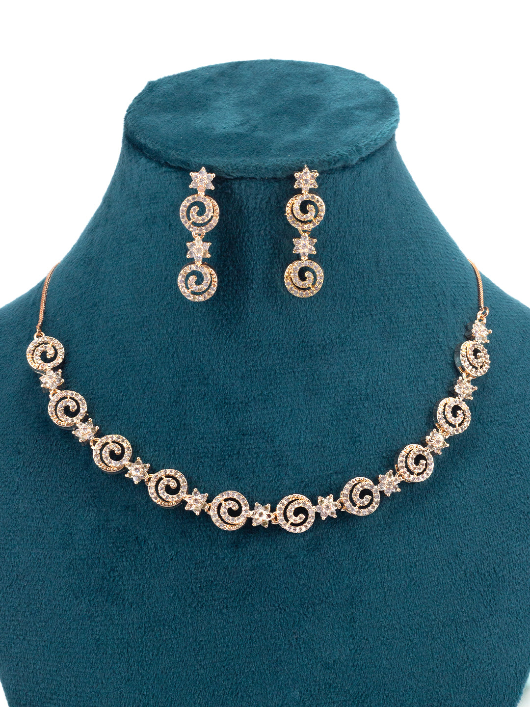 Rose Gold Plated American Diamond Jewellery Set