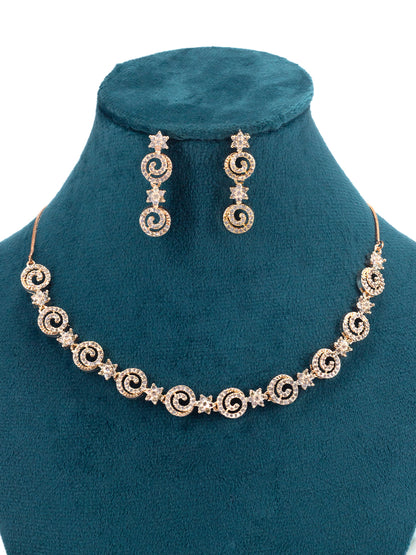 Rose Gold Plated American Diamond Jewellery Set