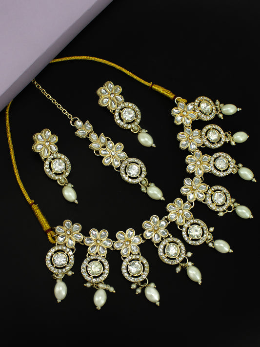 Kundan & Beads Floral Jewellery Set