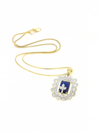 Blue Floral AD-Studded Pendant Set