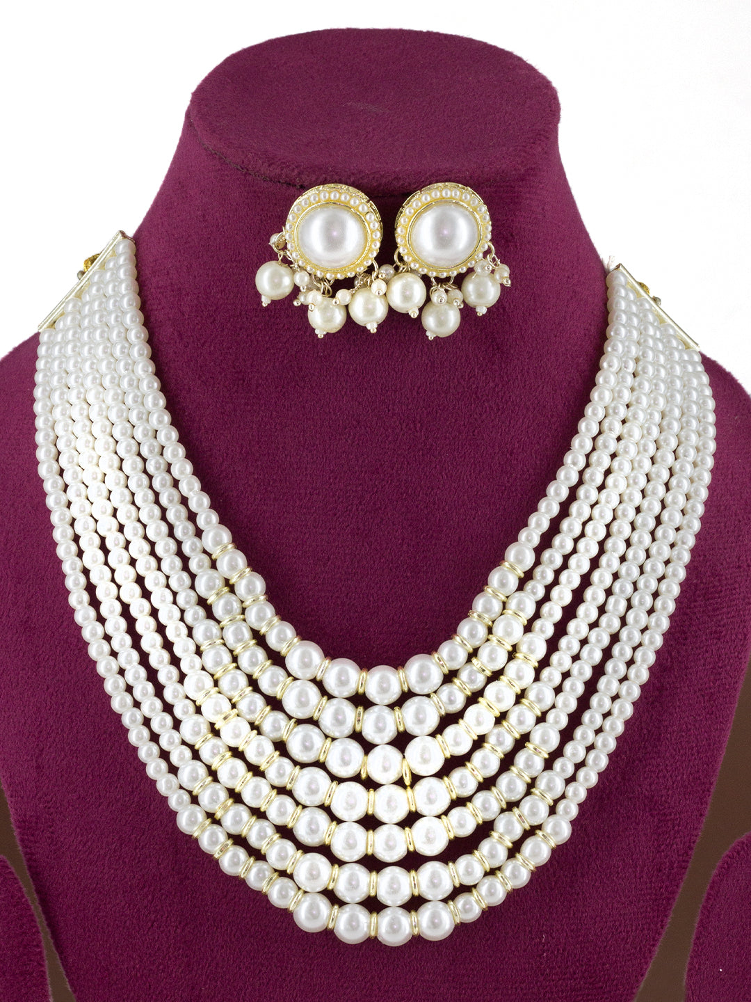 Multi Layered Pearl Beaded Choker Jewellery Set
