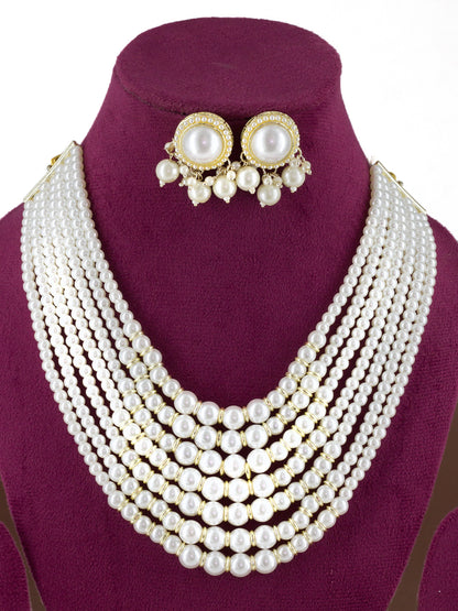 Multi Layered Pearl Beaded Choker Jewellery Set