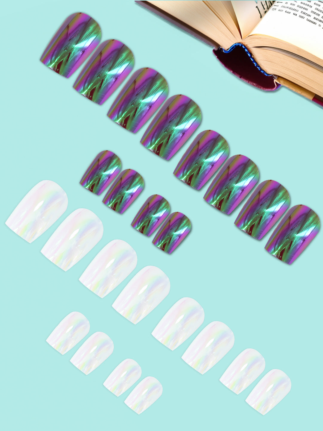 Set of 24 Metallic Duochrome stick on nails