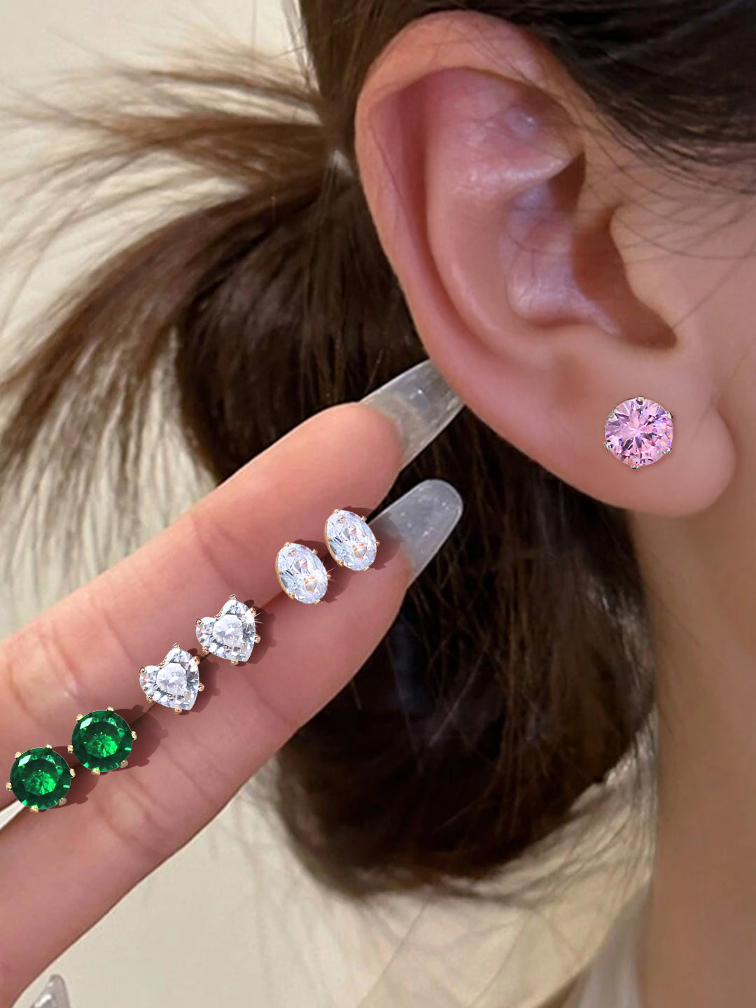 Pack of 26 Multicolour Geometric  AD Stud Earrings