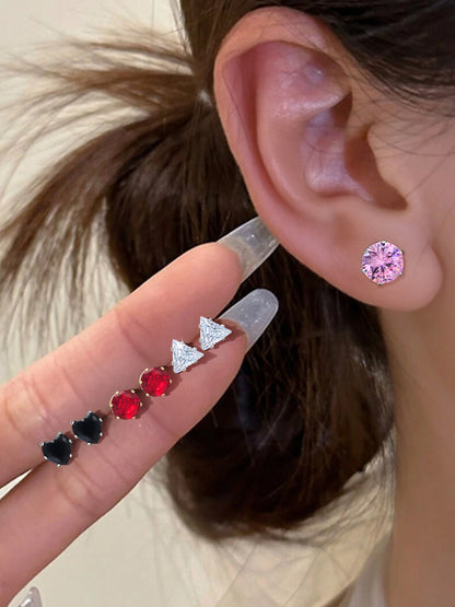 Pack of 26 Multicolour Geometric AD Stud Earrings