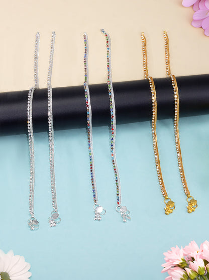 Set of 3 Pair Anklets