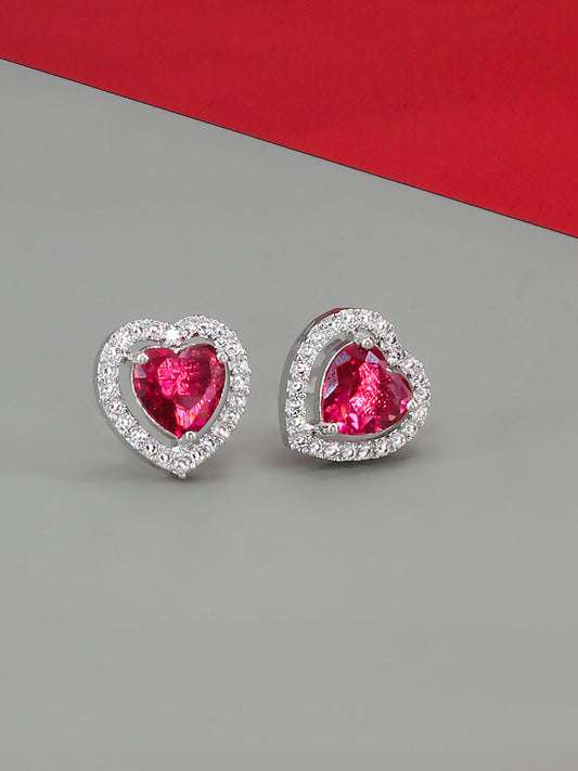 Trendy Red Heart AD Earrings
