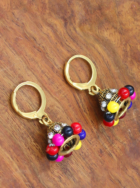 Circular Beaded Hoop Jhumka Earrings