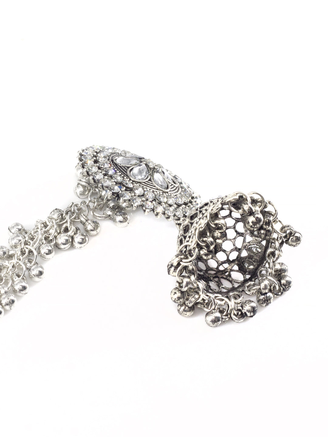 Floral Jhumka Earrings With Chain