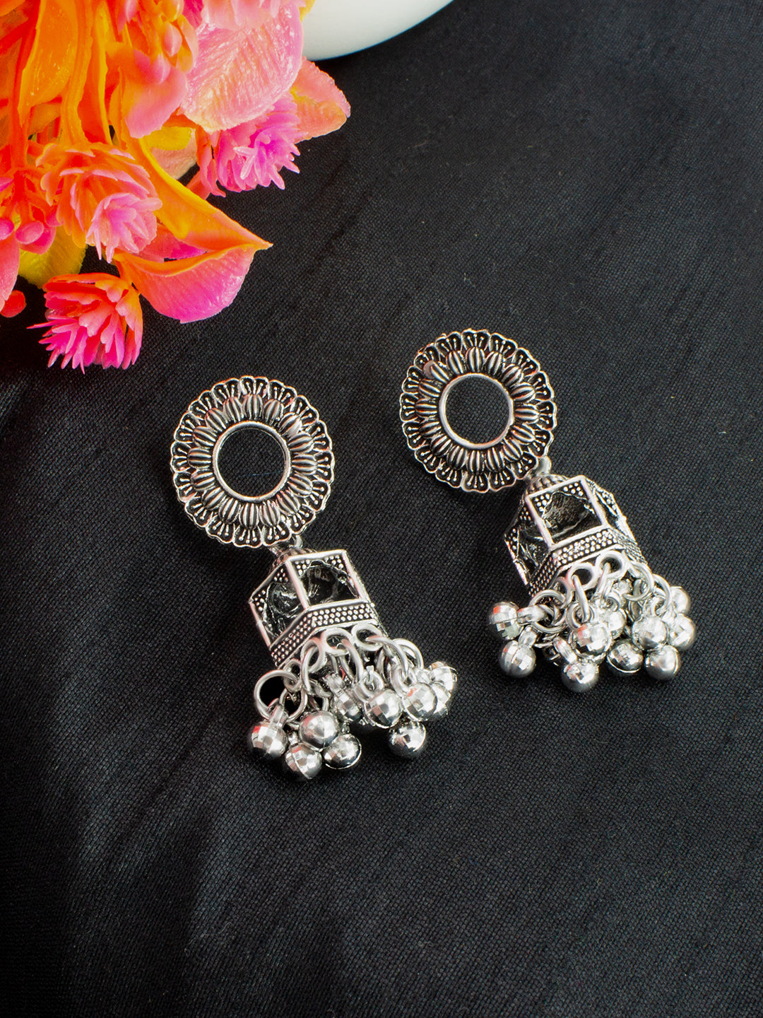 Floral Pinjra Jhumki Earrings