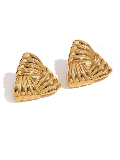 Stainless Steel Anti Tarnish Triangular Knot Stud Earrings