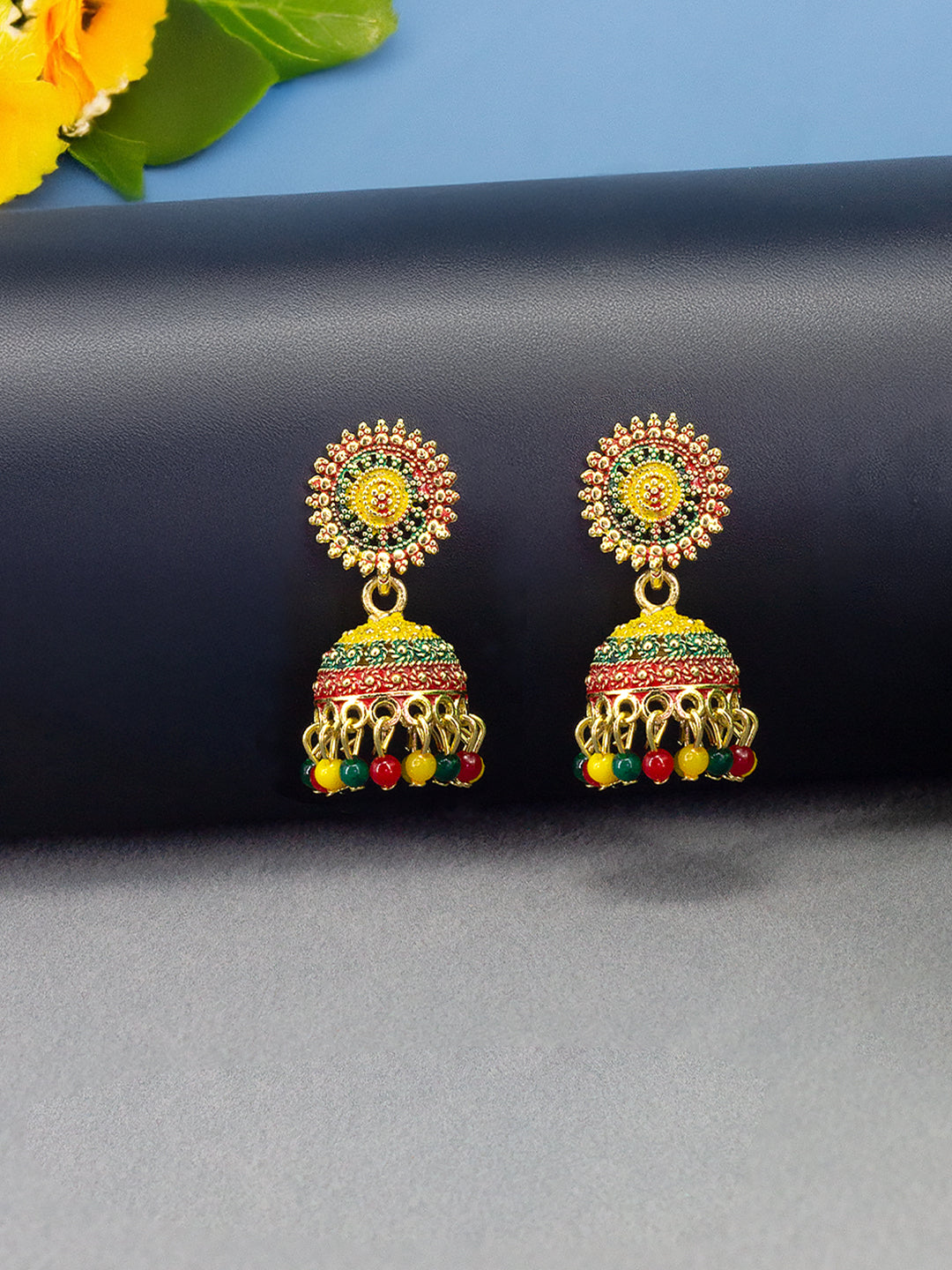 Pack of Eight Multicolour Jhumki & Drop Earrings