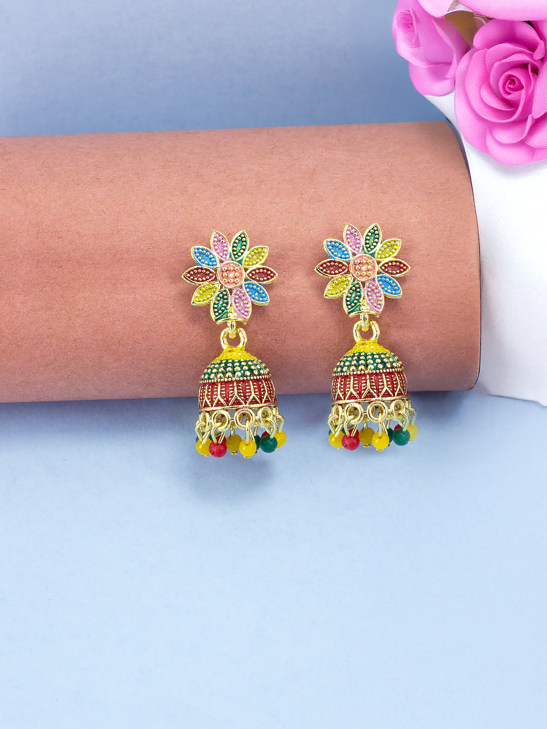 Pack of Six Multicolour Jhumki & Drop Earrings