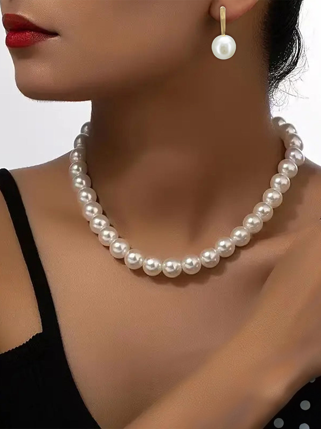 Pearl Beaded Moti Mala Trendy Necklace With Earrings