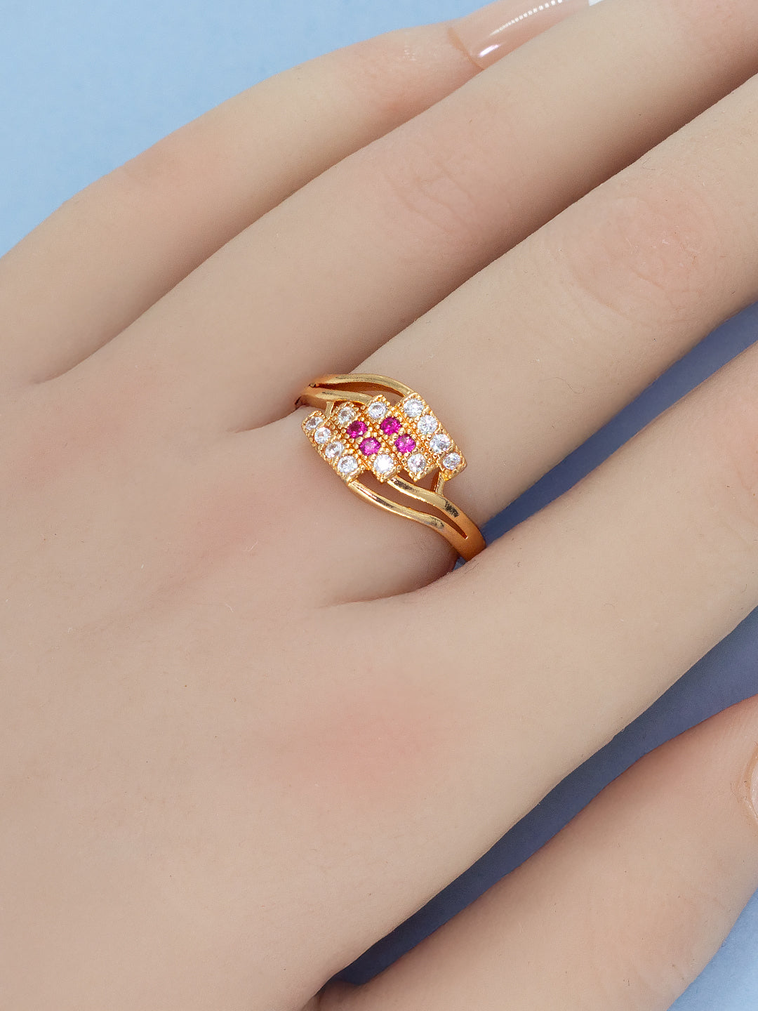 Pack of 3 AD-Studded Adjustable Ring