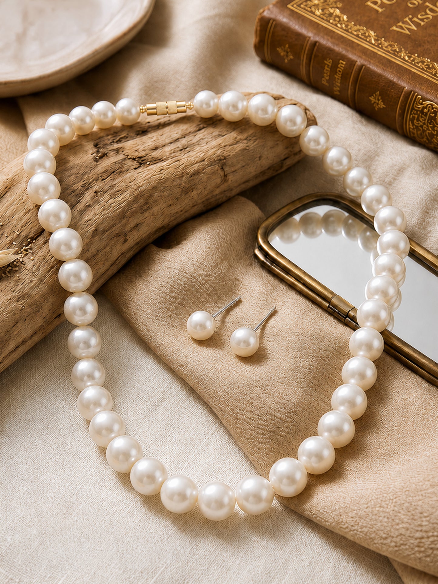 Pearl Beaded Moti Mala Trendy Necklace With Earrings