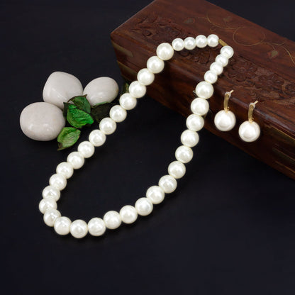 Pearl Beaded Moti Mala Trendy Necklace With Earrings