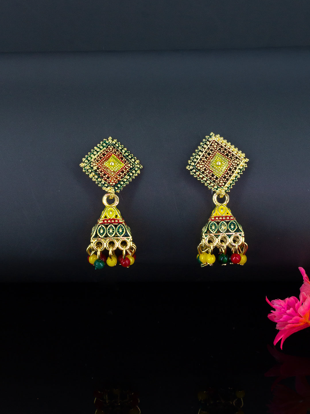 Pack of Eight Multicolour Jhumki & Drop Earrings