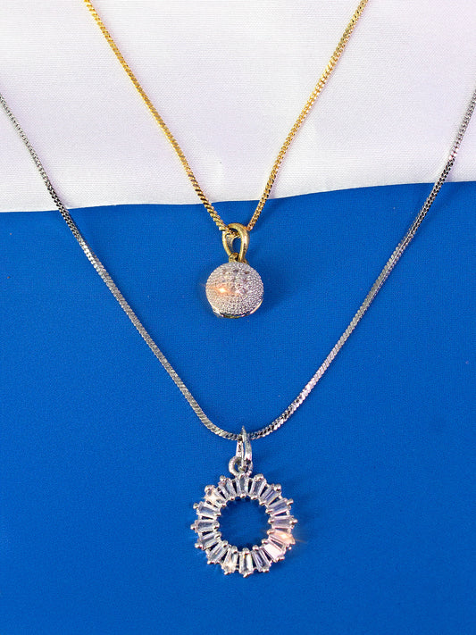 Set of 2 AD-Studded Minimal Pendant Set