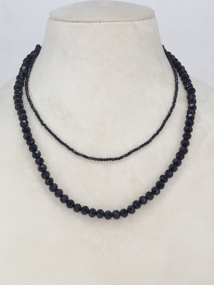 Set Of Two Black Beaded Necklace Mala