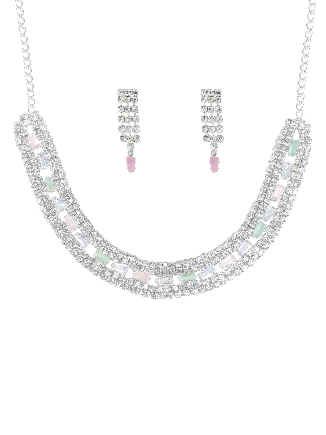 Pink & Green CZ Jewellery Set
