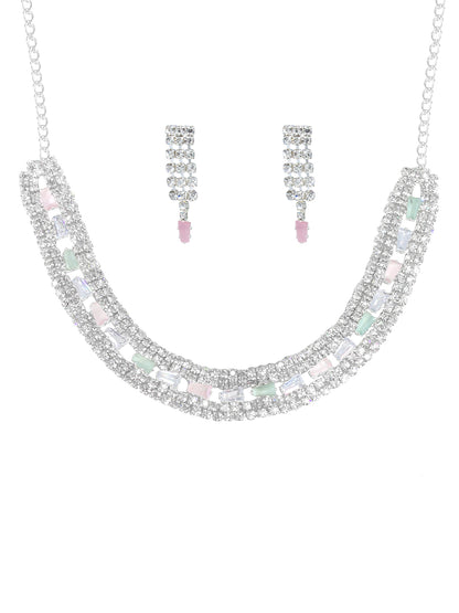 Pink & Green CZ Jewellery Set