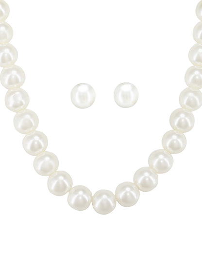 Pearl Beaded Moti Mala Trendy Necklace With Earrings